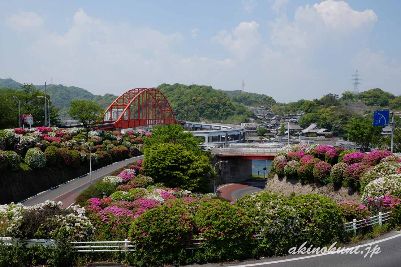 音戸の瀬戸　音戸大橋とループな道とつつじ