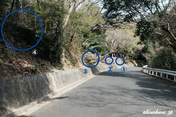 元宇品 高射砲陣地跡 車道に沿って
